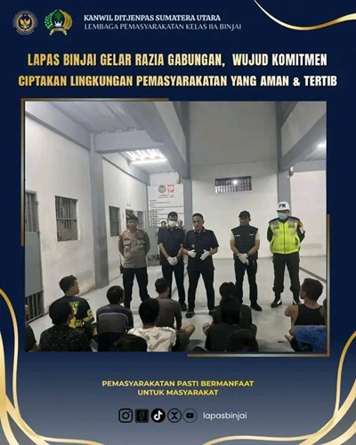 Lapas Binjai Tingkatkan Pengawasan Melalui Razia Gabungan