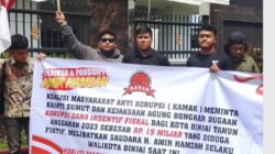 Koalisi Masyarakat Anti Korupsi  Gelar Aksi Unjuk Rasa di depan Kantor Kejaksaan Sumut, Massa Desak Aparat Penegak Hukum Usut Tuntas dugaan Korupsi Dana Insentif Fiskal Kota Binjai Senilai Rp15 miliar