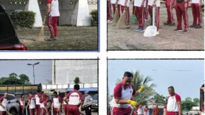 Polres Asahan Laksanakan Gelar Gerakan Indonesia ASRI (Aman, Sehat, Resik, dan Indah) melalui Aksi Gotong Royong dan Korve Kebersihan di Taman Makam Pahlawan Kisaran dan Pajak Kartini Kisaran