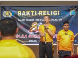 Peringatan (HUT) Bhayangkara ke-80, Polda Sumatera Utara Gelar Kegiatan Bakti Religi berupa Kerja Bakti dan Pemberian Bantuan di lingkungan Rumah Ibadah yang berada di kawasan Mapolda Sumut