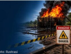 Diduga Akibat  Standard Operasional Prosedur Kerja di Abaikan, Penampungan Minyak Mentah di Sumur Terdata dalam Koperasi RBS Ludes Terbakar