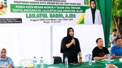 Lailatul Badri, A.Md Anggota DPRD Kota Medan Gelar Sosialisasi Peraturan Daerah Kota Medan Nomor 9 Tahun 2016 tentang Penyelenggaraan Lalu Lintas dan Angkutan Jalan Dalam kegiatan tersebut, warga Sorot terkait minimnya Penerangan Jalan di sejumlah Wilayah Permukiman.