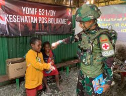 Anak Papua Sehat dan Cerdas, Satgas Yonif 521/DY Tanamkan Pola Hidup Sehat Sejak Dini Melalui Edukasi dan Pemeriksaan Kesehatan di Bolakme