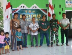 Personel Satgas Bakti TNI Untuk Rakyat Rampungkan Rehabilitasi Masjid Al-Mukhlis di Lahusa