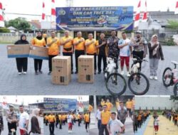 Kolobrasi Komandan Kodim 0208/Asahan Letkol Inf Edy Syahputra, S.H., M.I.P. beserta jajaran prajurit hadiri kegiatan olahraga Gelar secara serentak di lingkungan Polres Asahan dan Polres Tanjung Balai