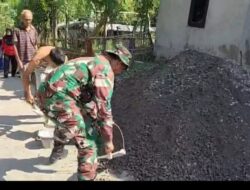 Semangat Gotong Royong Tak Pernah Padam, Babinsa Terjun Langsung Demi Jalan Desa