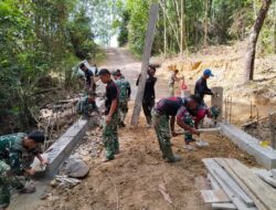 Kodim 0213/Nias Rampungkan Pembangunan Jembatan Aramco di Desa Botombawo