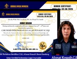 MHI Terbitkan Sertifikat C.ILJ, Ahmat Kosasih Resmi Sandang Gelar Certified Indonesian Legal Journalist