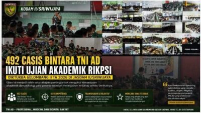 492 Casis Bintara TNI AD Ikuti Ujian Akademik Rikpsi Diktukba Gelombang II TA 2026 di Jasdam II/Sriwijaya