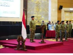 TNI Agus Subiyanto diwakili Inspektur Jenderal (Irjen) TNI Laksdya TNI Hersan Pimpin Upacara  Laporan Korps Kenaikan Pangkat 105 Perwira Tinggi (Pati) TNI di Aula Gatot