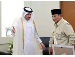Presiden Prabowo Subianto Sampaikan belasungkawa atas wafatnya Emir Qatar ,Pemimpin 1995-2013 di Kantor Kedutaan Negara Oatar,Jakarta