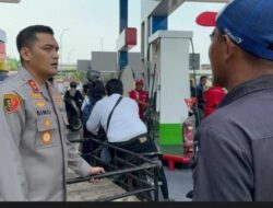 Kapolres Binjai AKBP R. Bimo Moernanda SH .,SIK.,MH,Tinjau SPBU Tanah Tinggi Binjai Antisipasi Gangguan Keamanan