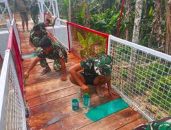Bakti TNI untuk Rakyat Berbuah Nyata, Jembatan Gantung Sungai Sowu Segera Rampung