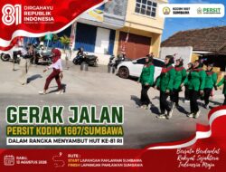 Meriahkan HUT Kemerdekaan RI, Persit Kodim 1607/Sumbawa ikut Gerak Jalan.