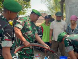 Sinergi Yonif TP 449/SH,PMI Sukoharjo, BPBD Sukoharjo dan Puskesmas Sukoharjo Atasi Kekeringan Di Kecamatan Tawangsari