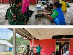 Satgas Yonif 645 / GTY Pos Muara Nawa Laksanakan Kegiatan Posyandu Bersama Puskesmas Airu