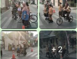 Babinsa Joyotakan Amankan Arus Lalu Lintas & Bantu Penyebrangan Siswa SDN 59 Joyotakan