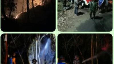 Kobaran Api Hanguskan Lahan di Gunung Gandul, Regu Pemadam Kodim 0728/Wonogiri Bergerak Cepat