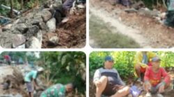 Babinsa dan Warga Gondanglegi Bergotong Royong Bangun Talud, Perkuat Infrastruktur Desa