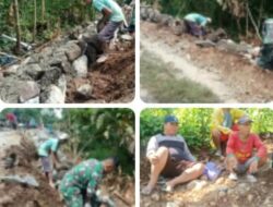 Babinsa dan Warga Gondanglegi Bergotong Royong Bangun Talud, Perkuat Infrastruktur Desa