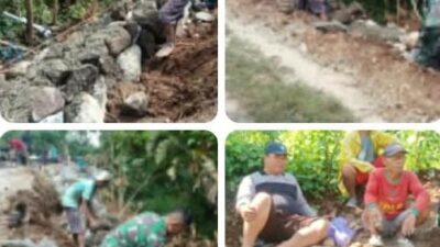 Babinsa dan Warga Gondanglegi Bergotong Royong Bangun Talud, Perkuat Infrastruktur Desa