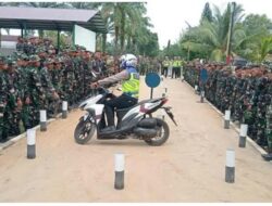 Polres Serdang Bedagai (Sergai) Gelar sosialisasi “Polantas Karib” dan uji praktik Safety Riding Bersama Yonif TP 902 & Subdenpom Tebing Tinggi, di Markas YONIF TP 902 SRI