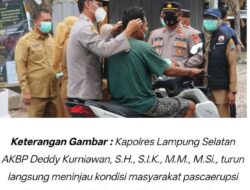 Kapolres AKBP Deddy Tinjau Erupsi Gunung Anak Krakatau, Gelar Pembagian Masker Gratis kepada Warga Palas