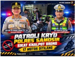 Patroli KRYD Polres Samosir Sikat Knalpot Brong, 17 Motor Ditilang