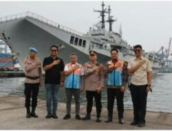 Kapolres Priok Hadiri Penyambutan Kapal Induk ITS Giuseppe Garibaldi, Menteri Pertahanan dan Pejabat Tinggi TNI