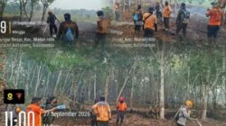 Upaya Cegah Api Kembali Menyala, Brimob Kalbar Basahi Lahan Bekas Terbakar di Kabupaten Ketapang