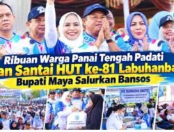 Ribuan Warga Panai Tengah Padati Jalan Santai HUT ke-81 Labuhanbatu, Bupati Maya Salurkan Bansos