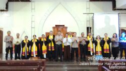 Kapolres Binjai Hadiri Minggu Kasih di GBKP Simpang Awas, Ajak Jemaat Jaga Kamtibmas