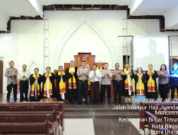 Kapolres Binjai Hadiri Minggu Kasih di GBKP Simpang Awas, Ajak Jemaat Jaga Kamtibmas