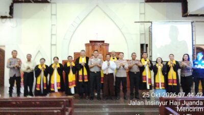 Kapolres Binjai Hadiri Minggu Kasih di GBKP Simpang Awas, Ajak Jemaat Jaga Kamtibmas