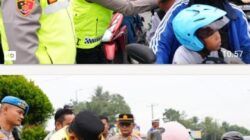 Wakapolda Sumut Turun ke Jalan, Bagikan Helm dan Ajak Warga Tertib Berlalu Lintas
